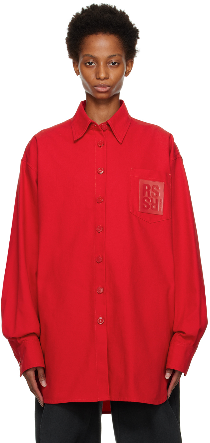 Raf Simons: Red Oversized Shirt | SSENSE