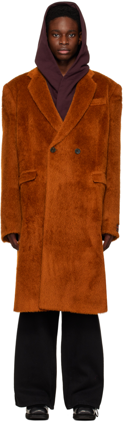 Raf Simons: Brown Double-Breasted Coat | SSENSE