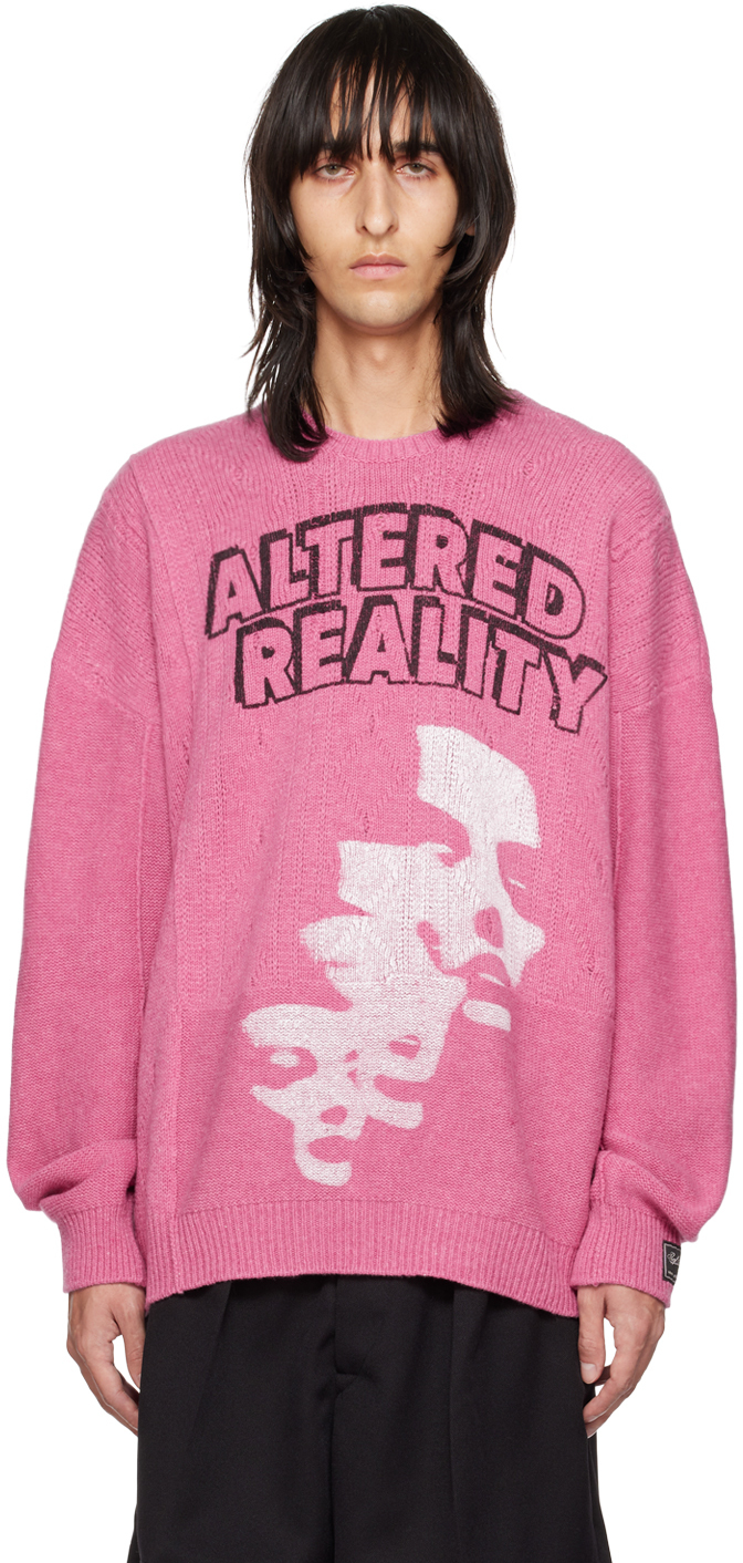 Raf Simons Graphic-intarsia Knit Merino Jumper In Violet