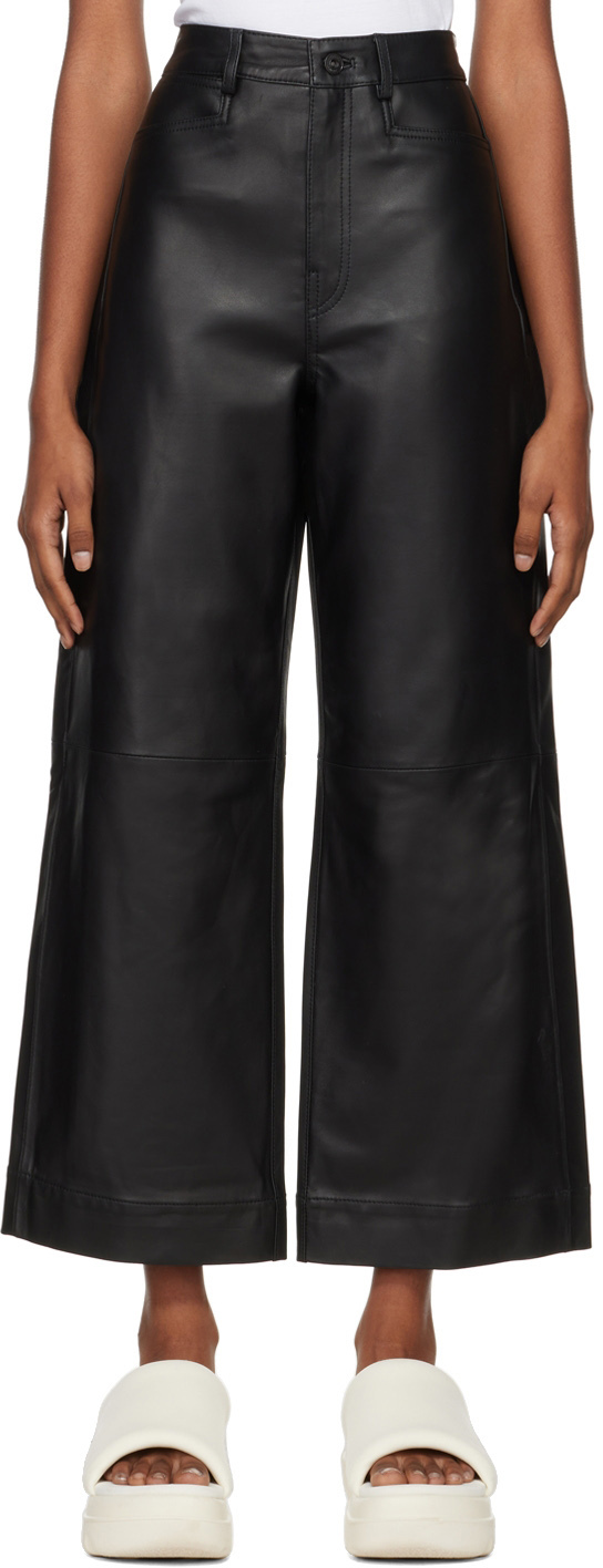 Black Proenza Schouler White Label Leather Culotte Pants