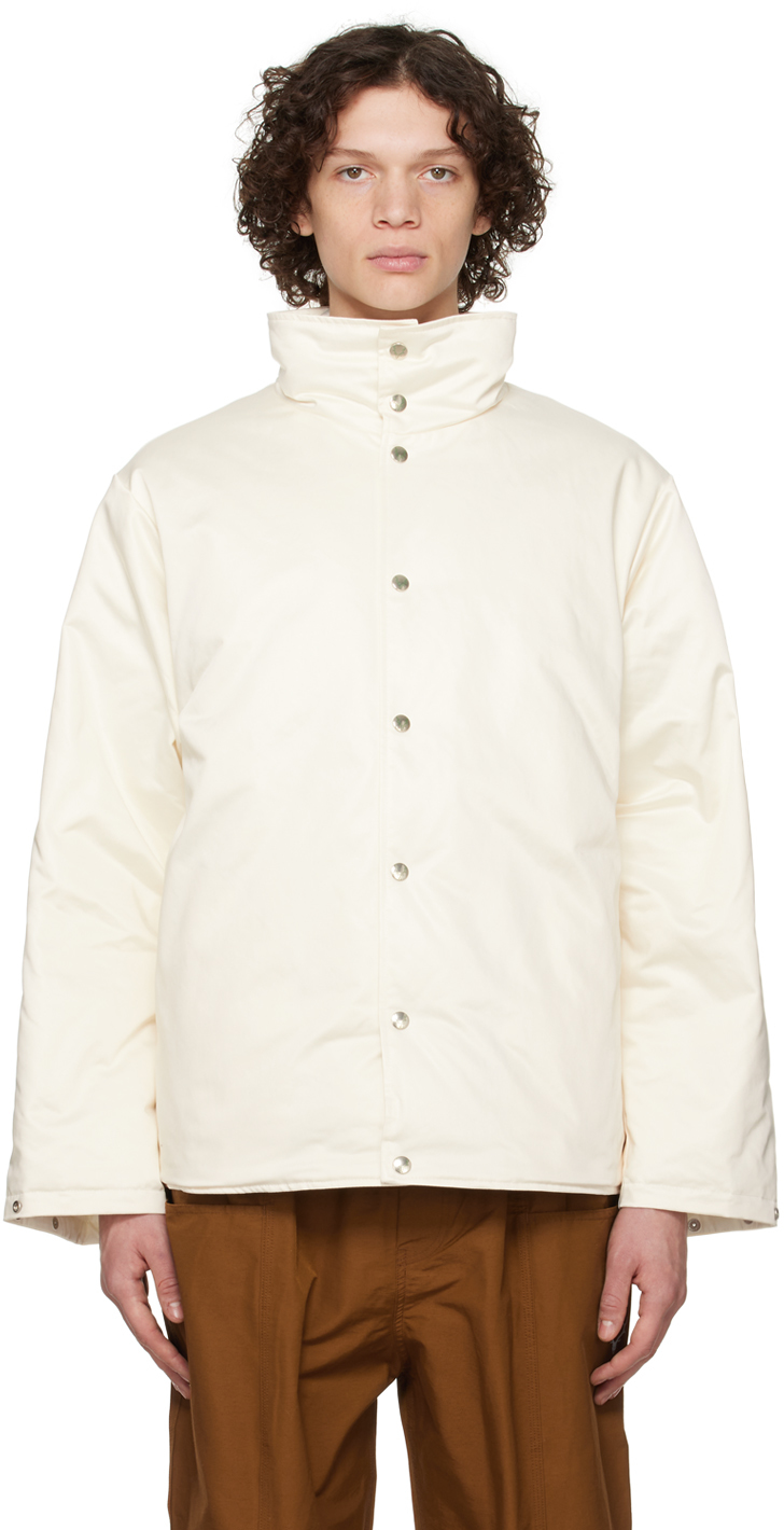 South2 West8 Off-white Banded Collar Down Jacket In A-ivory