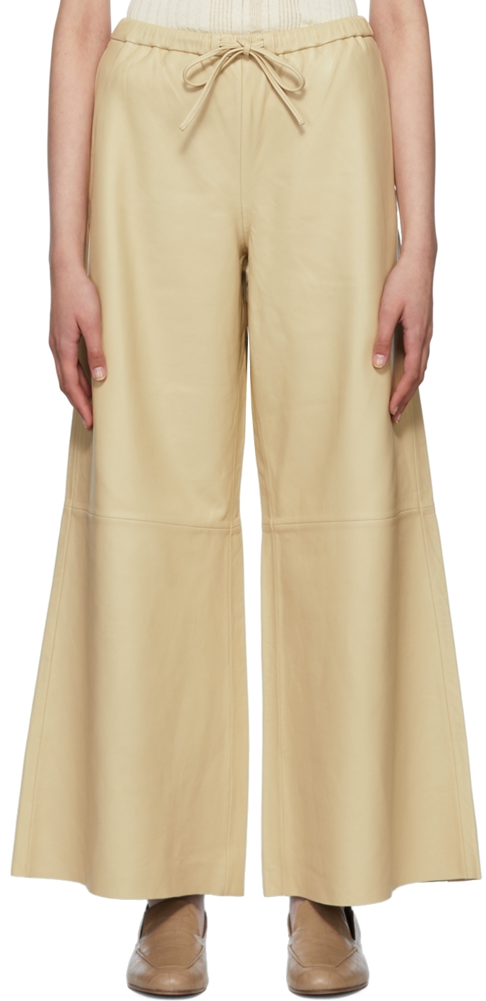 Beige Vigaia Leather Pants