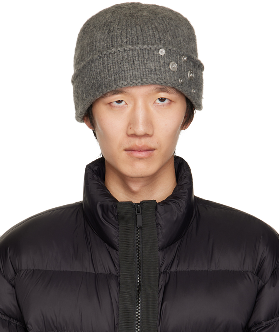 Gray 'Parallel Spot' Covert Beanie by C2H4 on Sale