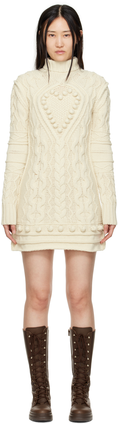 Shop Sportmax Off-white Eligio Minidress In 001 Ivory