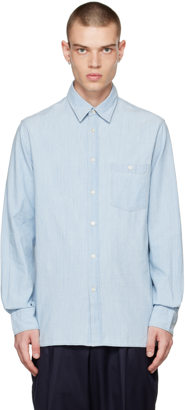 Officine Générale: Blue Alex Shirt | SSENSE UK