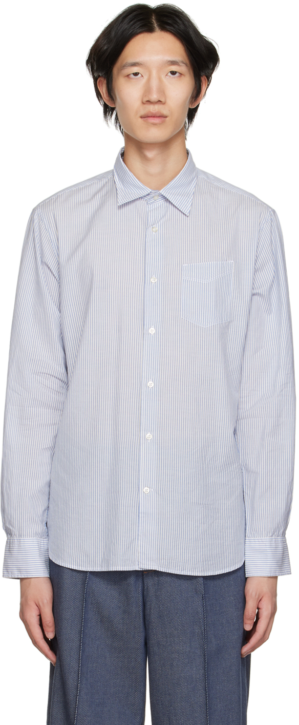 Blue & White Giacomo Shirt by Officine Générale on Sale