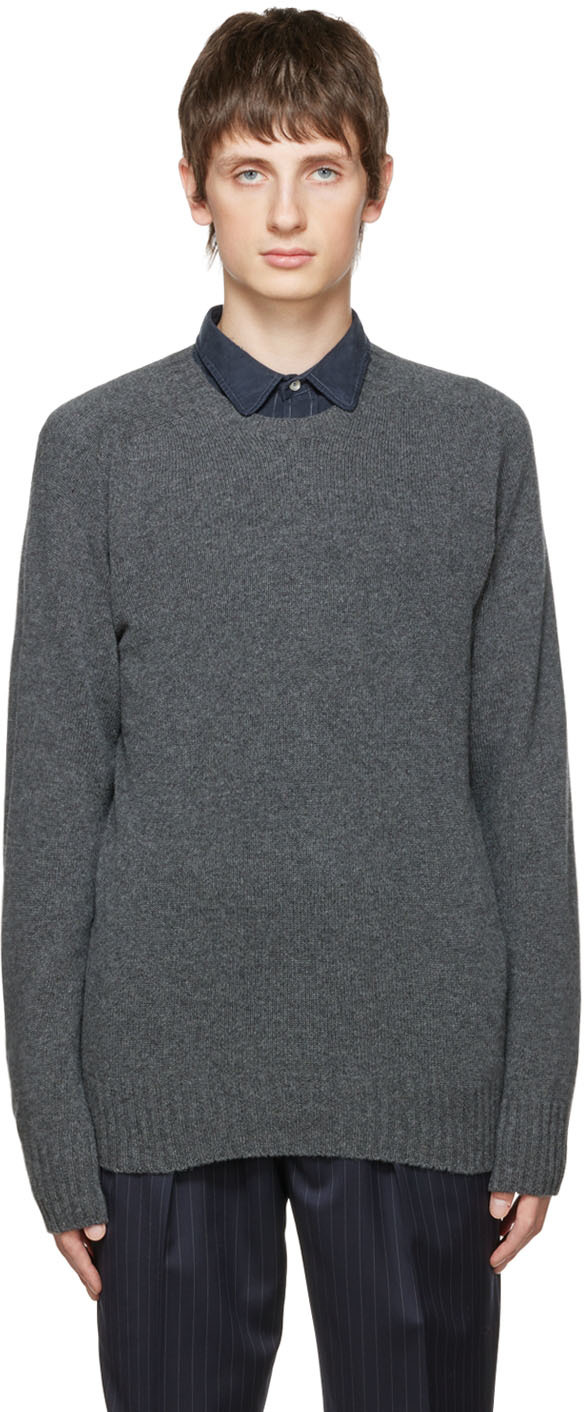 Officine Générale: Gray Seamless Sweater | SSENSE Canada
