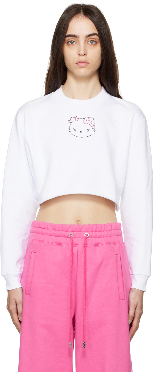 Gcds White Hello Kitty Edition Cropped Sweatshirt