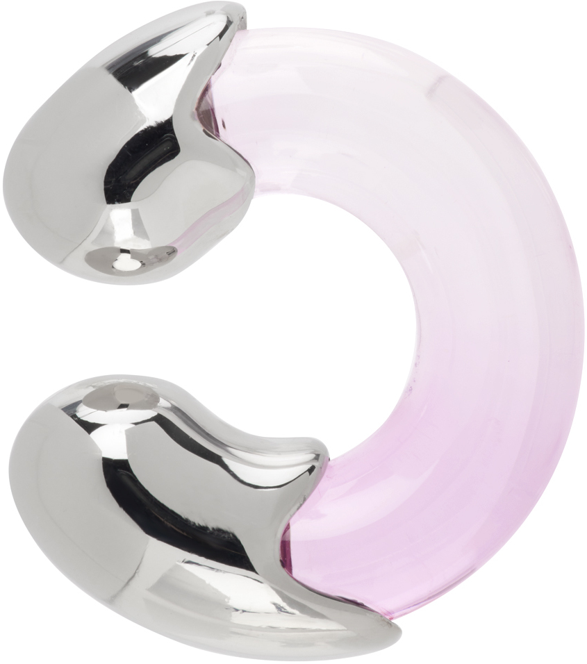 Lorette Colé Duprat Pink C2 Single Ear Cuff In Silver/pink