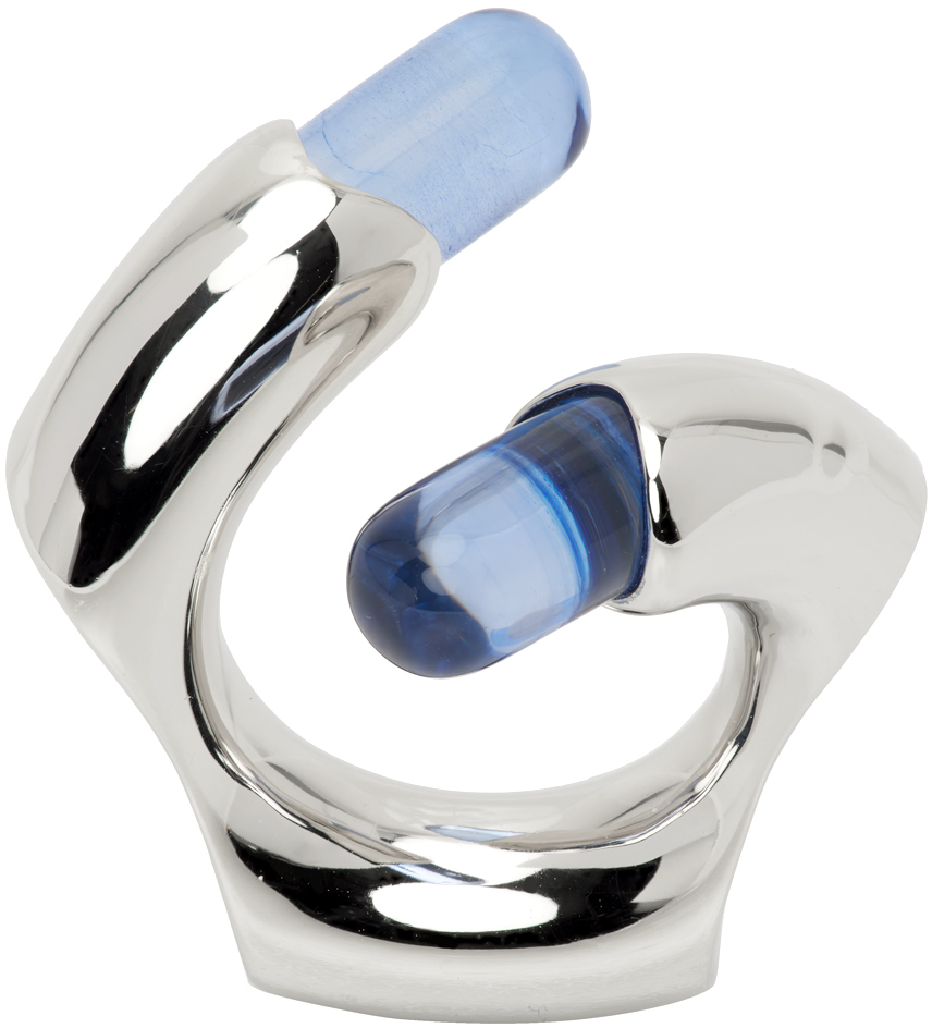 Lorette Colé Duprat Ssense Exclusive Silver R1 Ring In Silver/blue