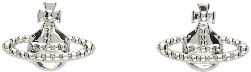 Boucles D'oreilles Argentées Vintage Années 70 - Fabriqué En France - Matière Pierre Et Acier Inoxydable