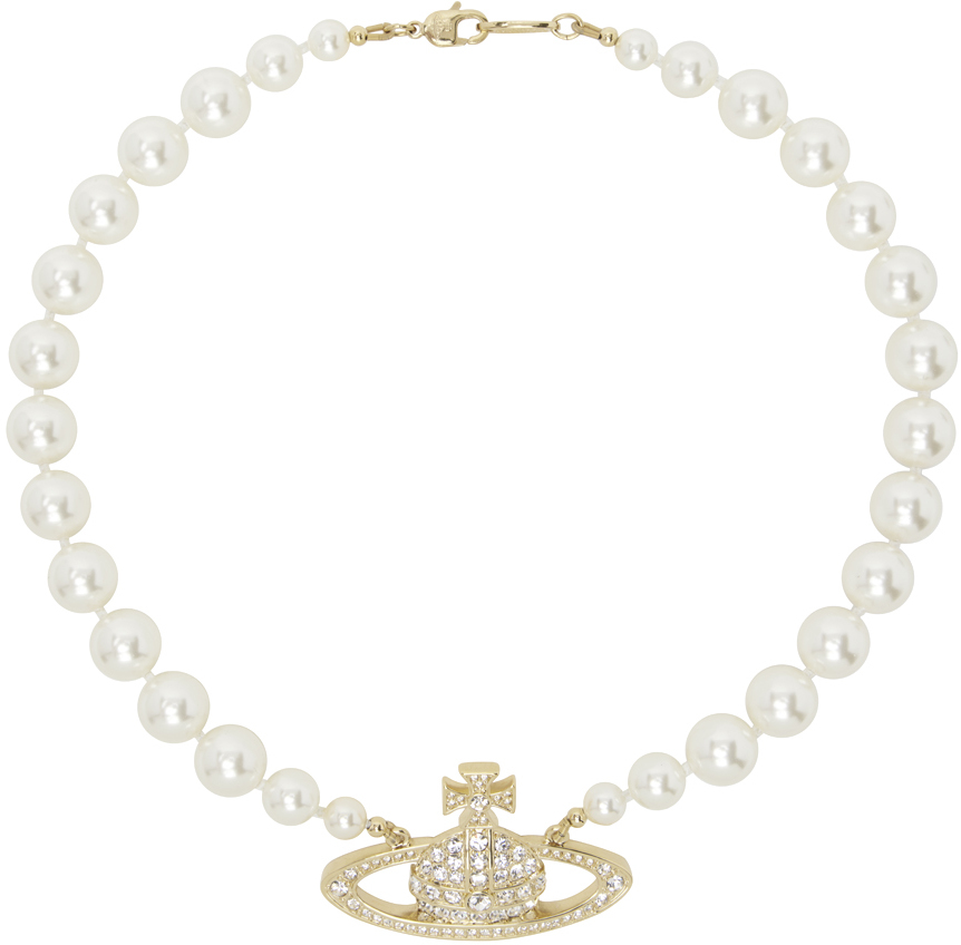 White Mini Bas Relief Choker by Vivienne Westwood on Sale