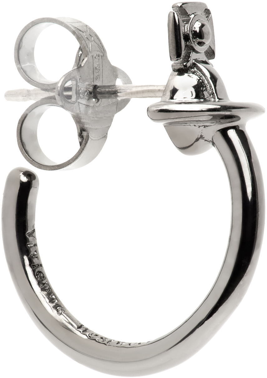 SSENSE Men Accessories Jewelry Earrings Hoop Gunmetal Westminster Single Hoop 