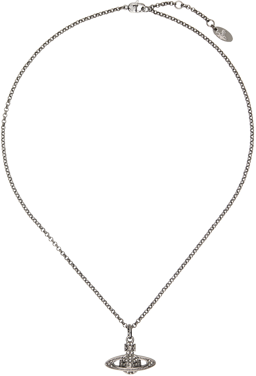 Vivienne Westwood: Gunmetal Mini Bas Relief Necklace | SSENSE Canada