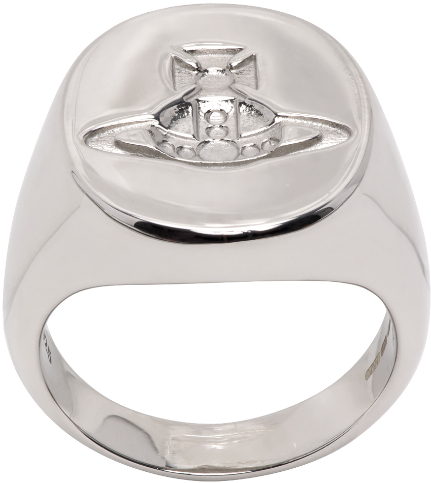 Silver Engraved Ring by Vivienne Westwood on Sale