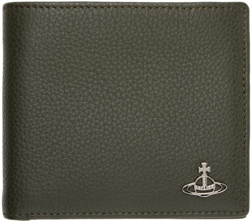Vivienne Westwood Mens Green Milano Grained Leather Billfold Wallet