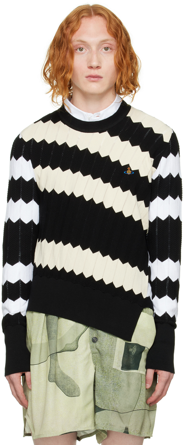 Vivienne Westwood White & Black Chevron Sweater