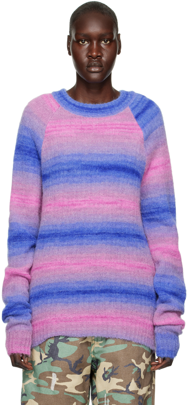Agr Blue & Pink Striped Sweater In Blue/pink