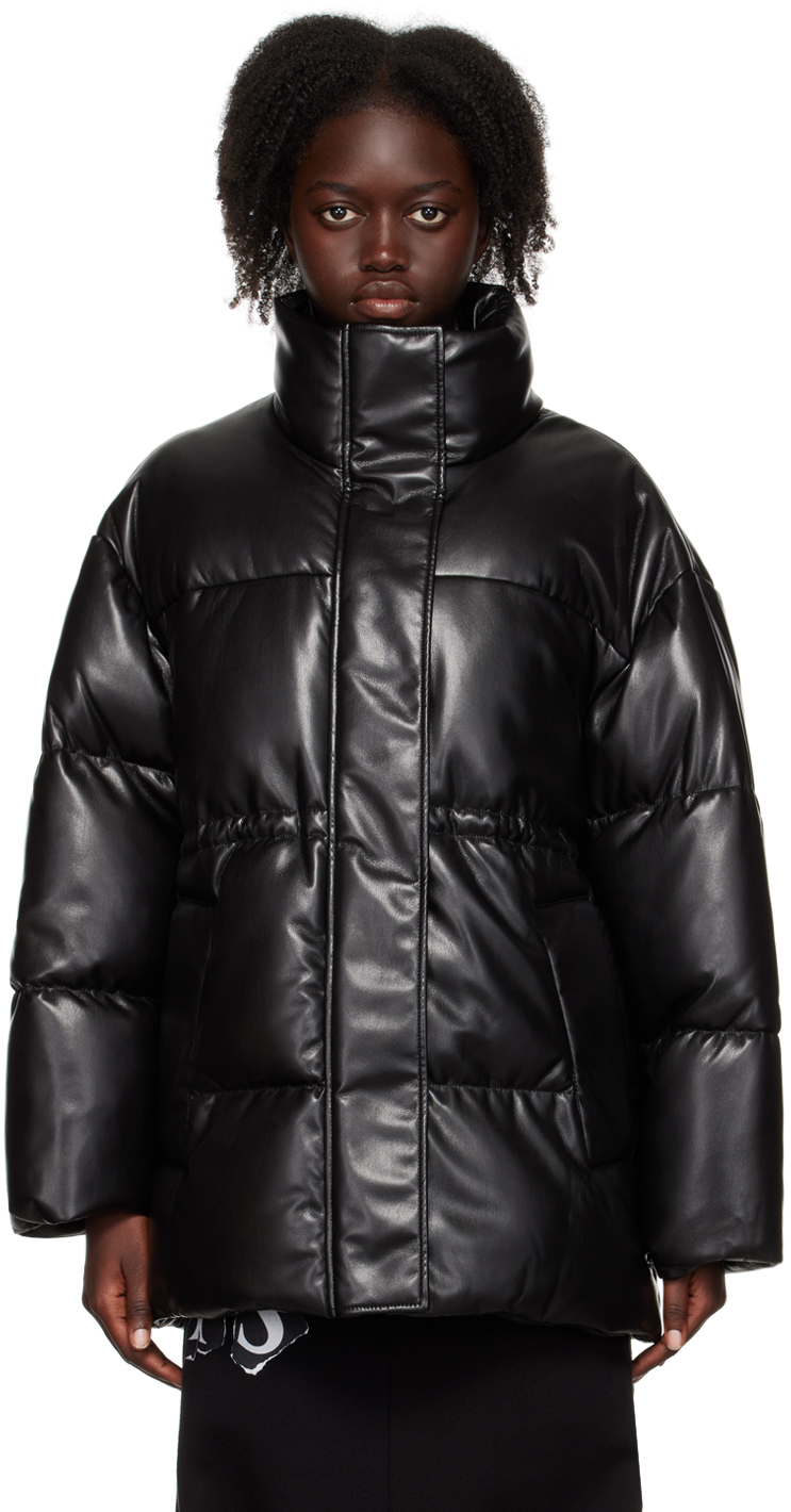 Black Milani Faux-Leather Coat