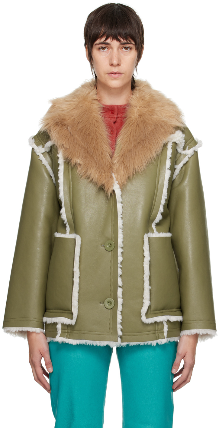 Khaki Angelina Coat by Stand Studio on Sale