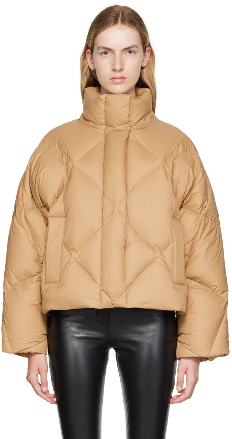 Tan Aina Down Jacket by Stand Studio on Sale