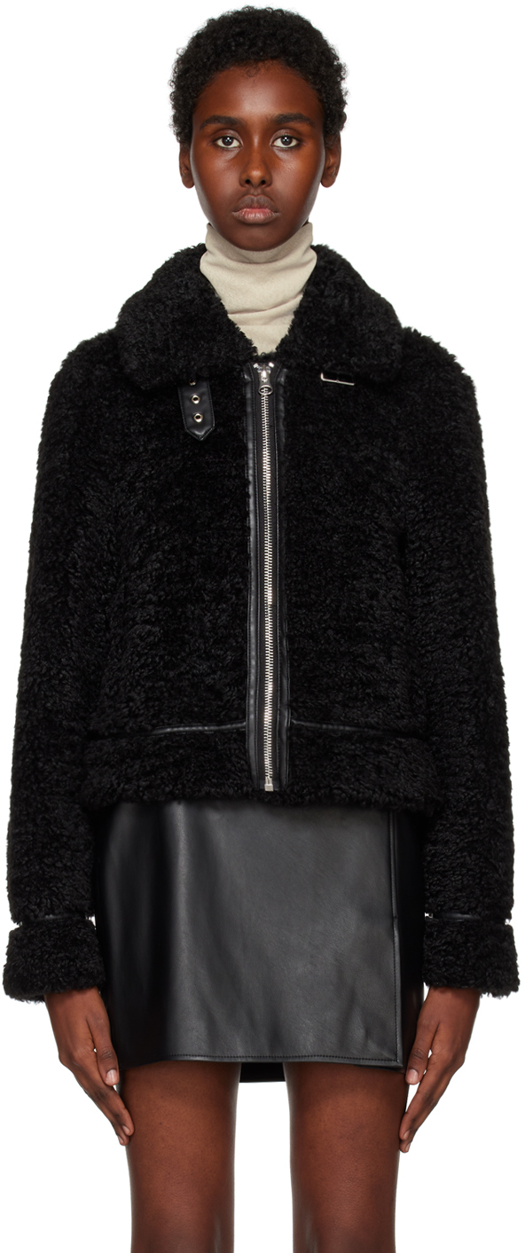 Stand Studio: Black Audrey Faux-Fur Jacket | SSENSE