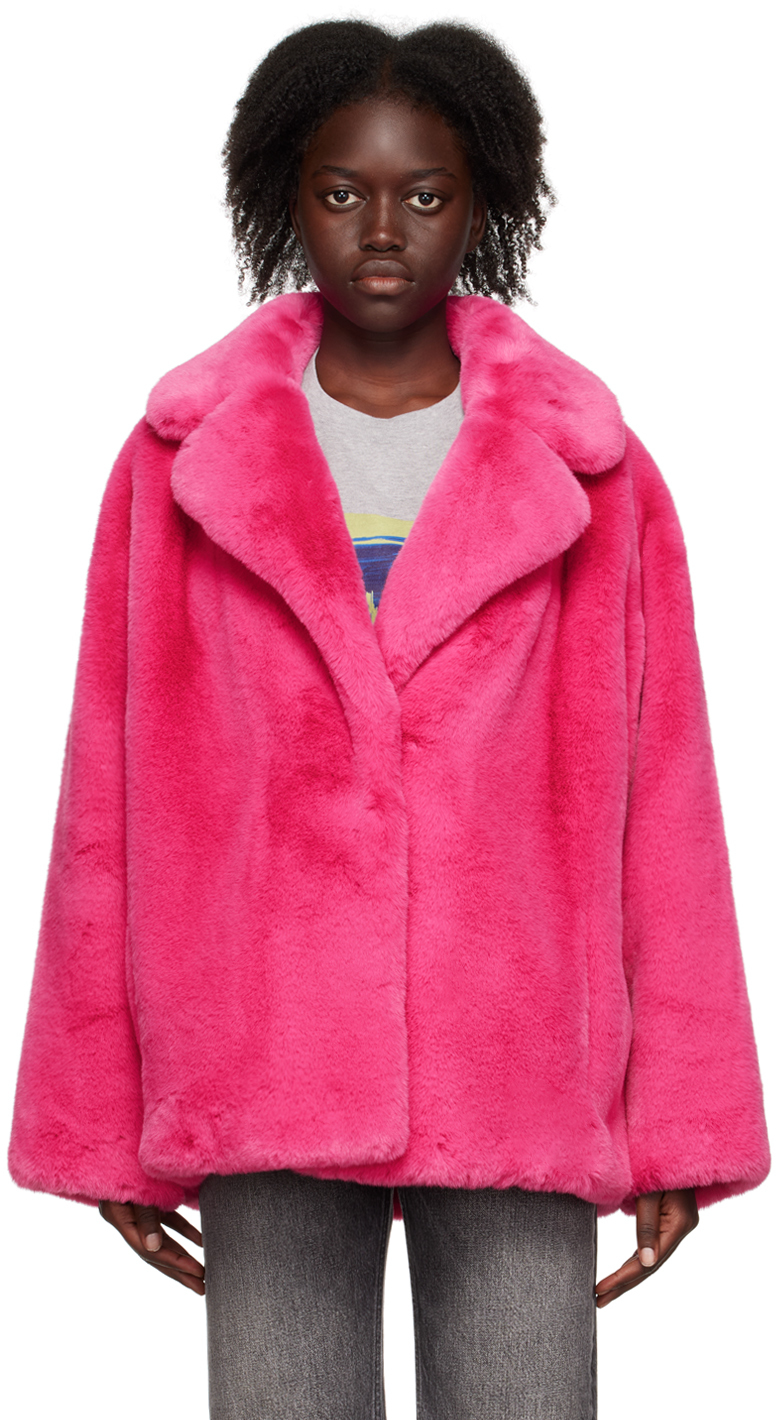 Stand Studio Pink Savannah Faux-Fur Jacket