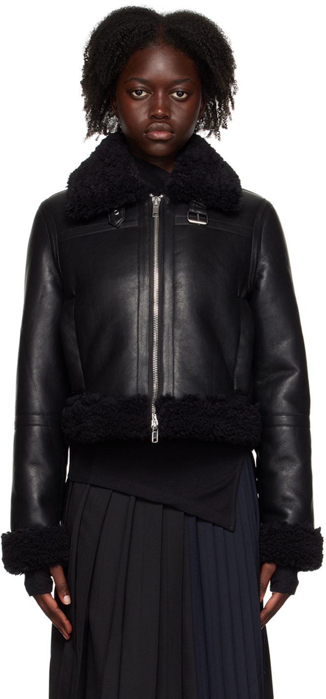 Black Lorelle Faux-Leather Jacket