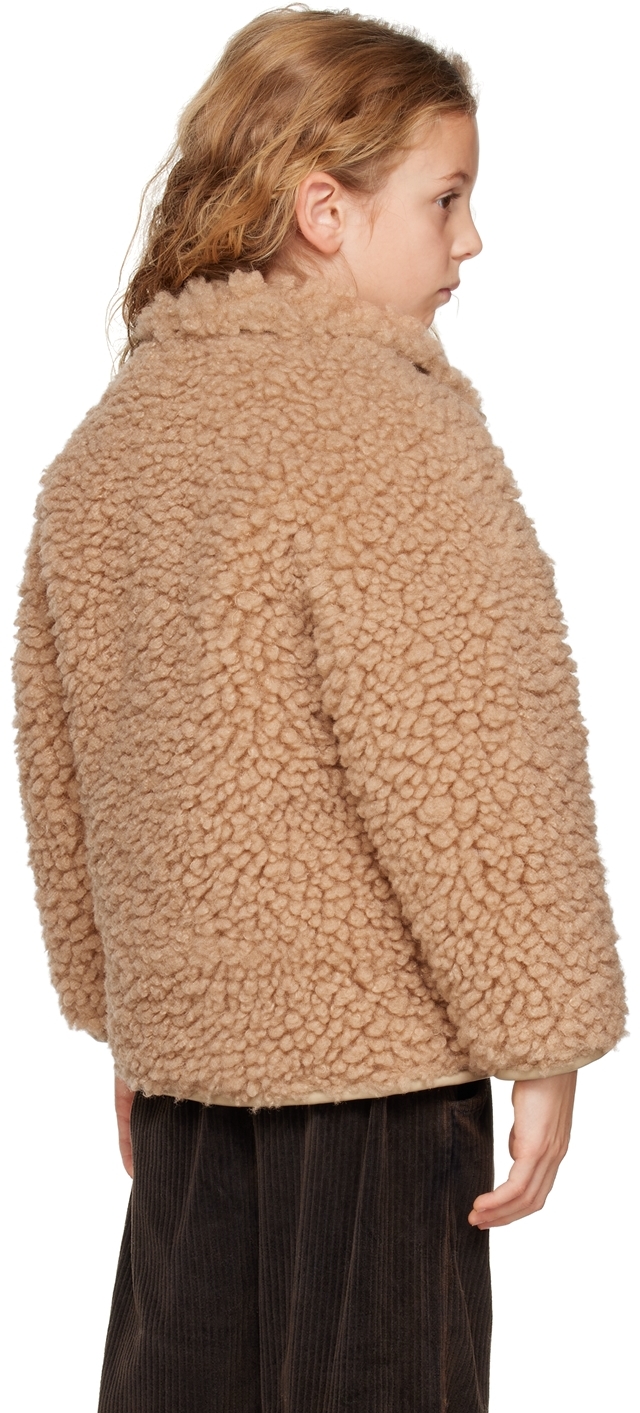 Stand Studio Azalea Faux Fur Teddy Zip Jacket In Beige