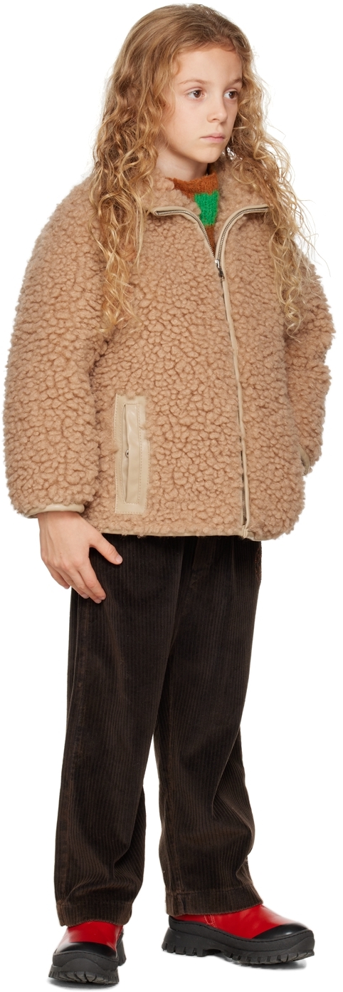 Stand Studio Azalea Faux Fur Teddy Zip Jacket In Beige