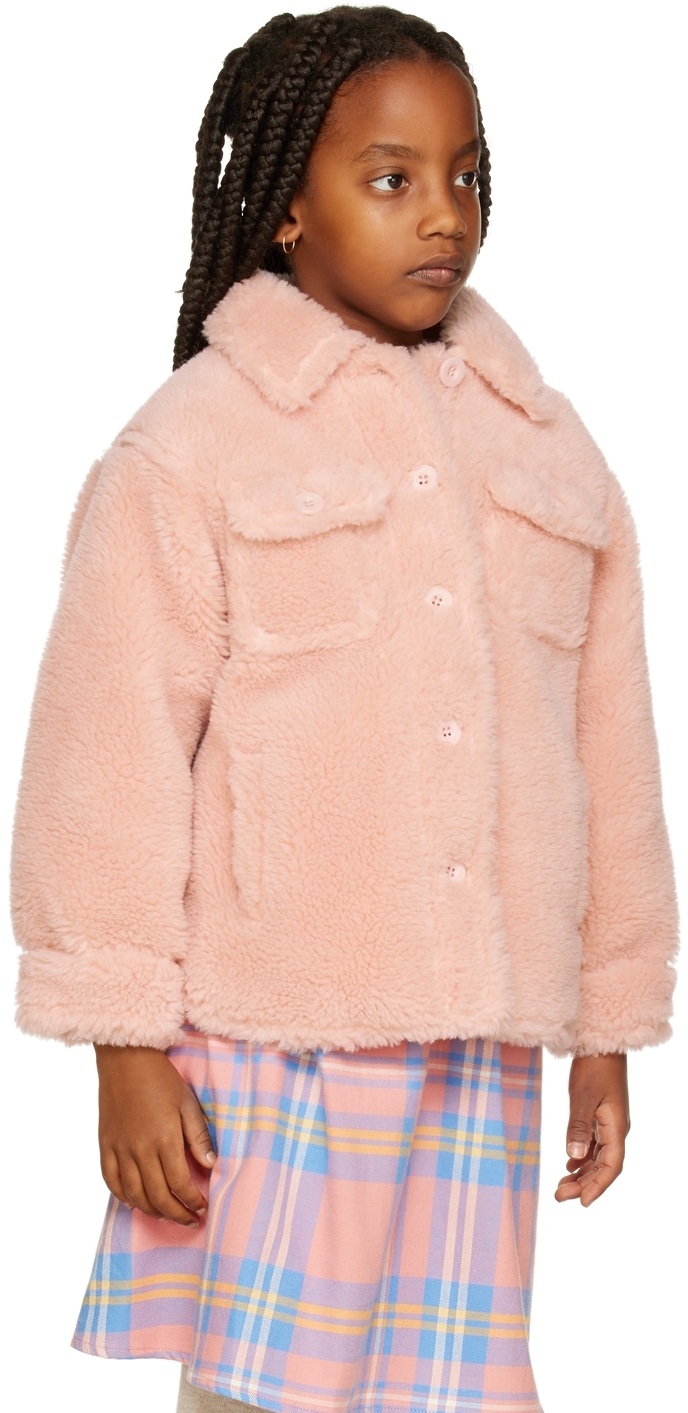 Stand Studio Kids Camille Cocoon Faux Shearling Coat In Pale Blush