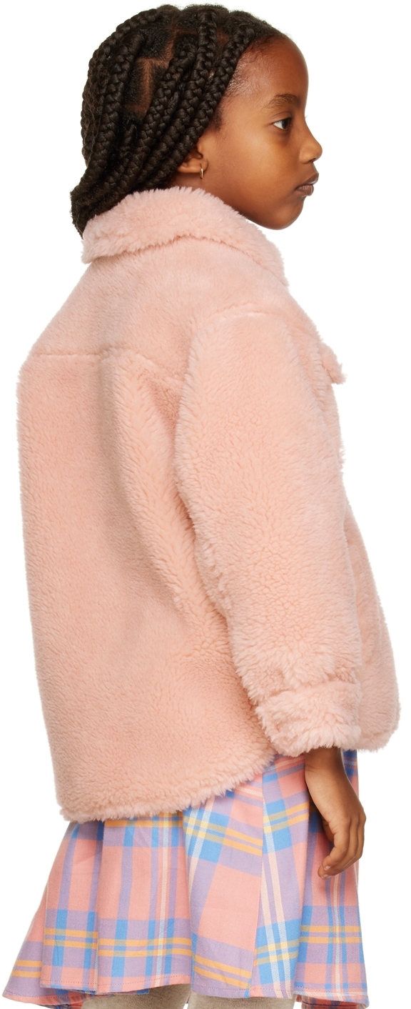 Stand Studio Kids Camille Cocoon Faux Shearling Coat In Pale Blush