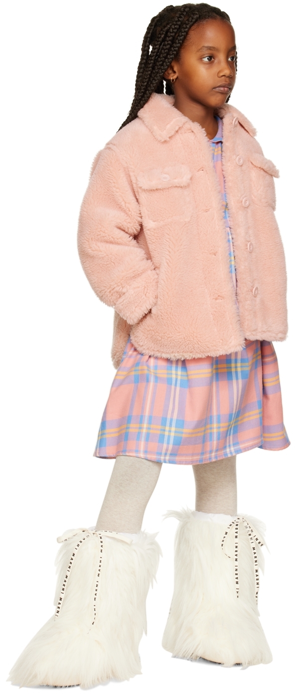 Stand Studio Kids Camille Cocoon Faux Shearling Coat In Pale Blush