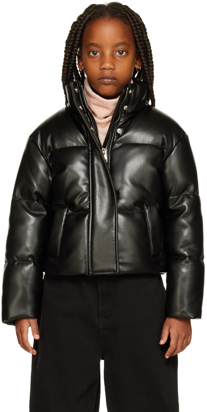 Kids Black Tatum Faux-Leather Jacket by Stand Studio | SSENSE