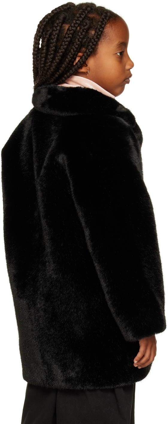 Stand Studio Kids Black Camille Faux-fur Coat In Black