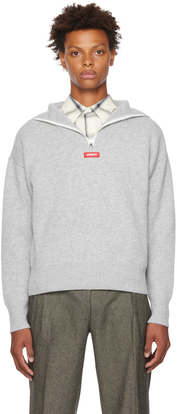 Coperni Gray Half-Zip Sweater