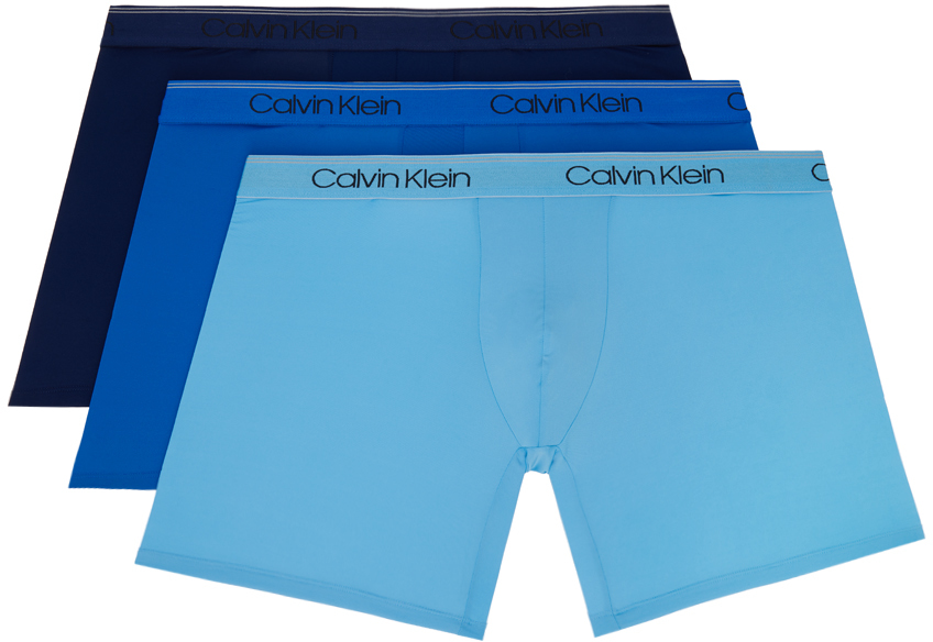 Calvin Klein Underwear Three-Pack Blue Micro Boxer Briefs