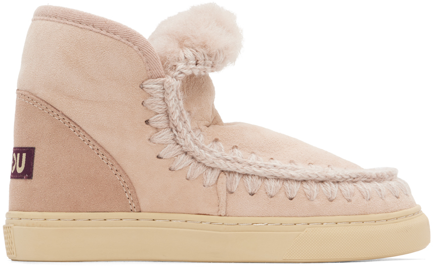 Mou Pink Suede Boots In Robe Rose Beige