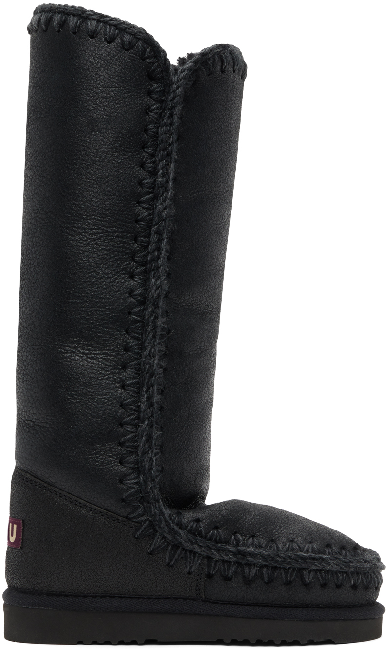 Shop Mou Black 40 Boots In Cbkg Cracked Black