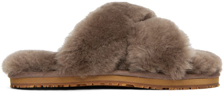 Mou Taupe Criss-cross Slides In Elgry Elephant Grey