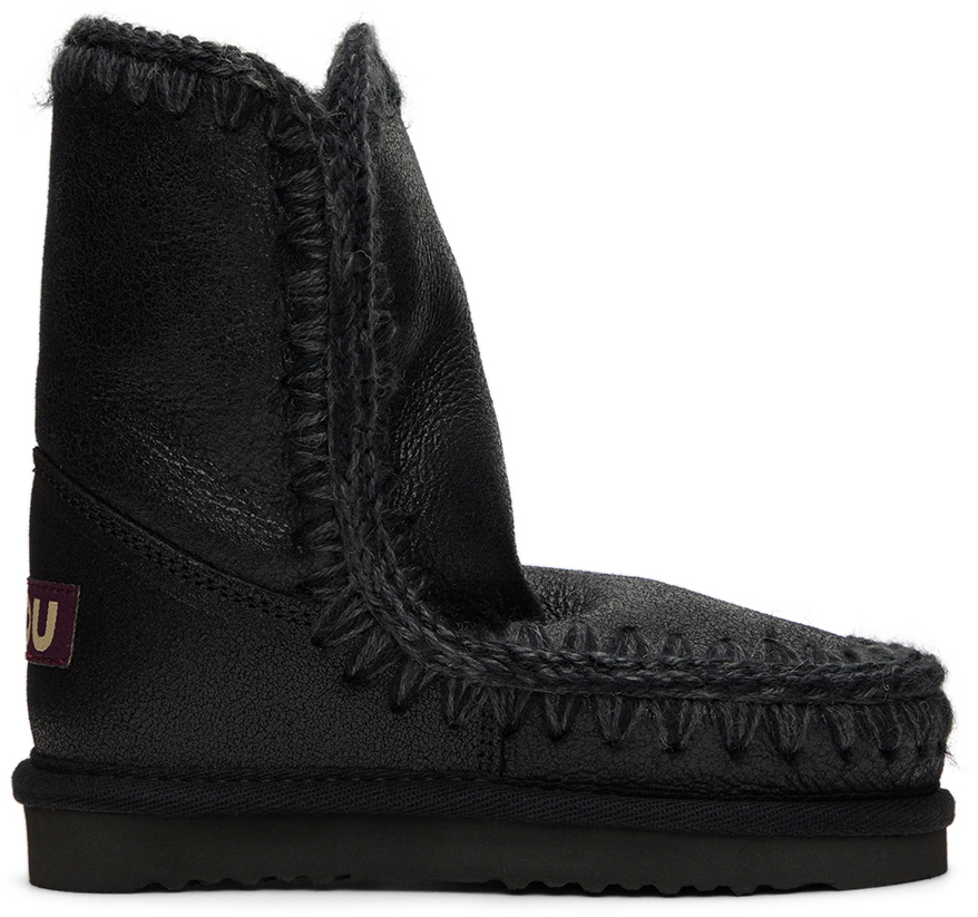 Mou Kids Black Suede Boots In Cbkg