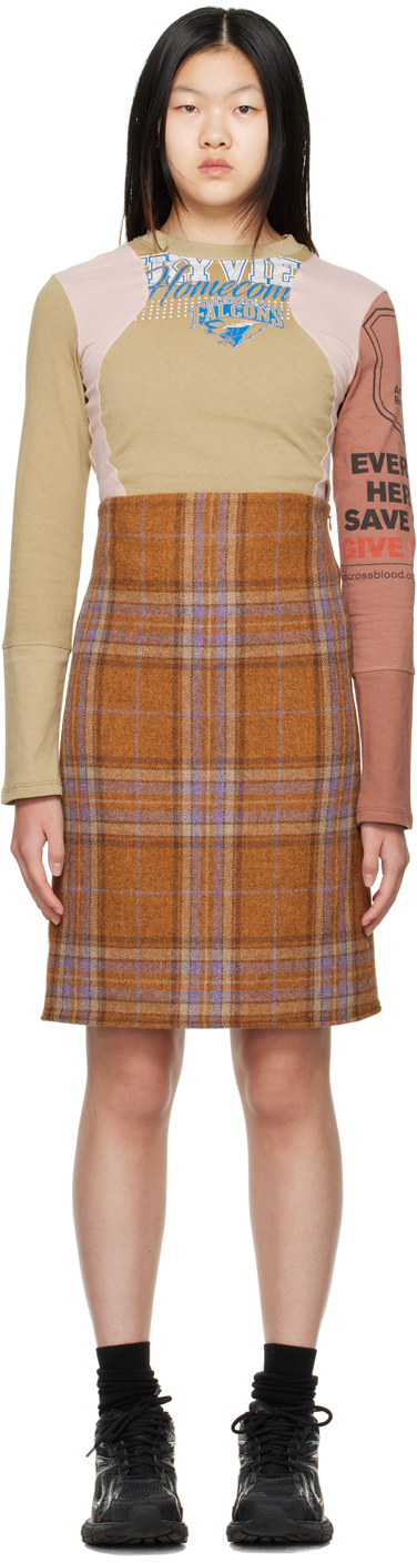 Orange Plaid Minidress by We11done on Sale Orange Plaid Minidress by We11done on Sale