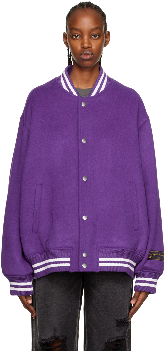 Purple Oversized Bomber Jacket