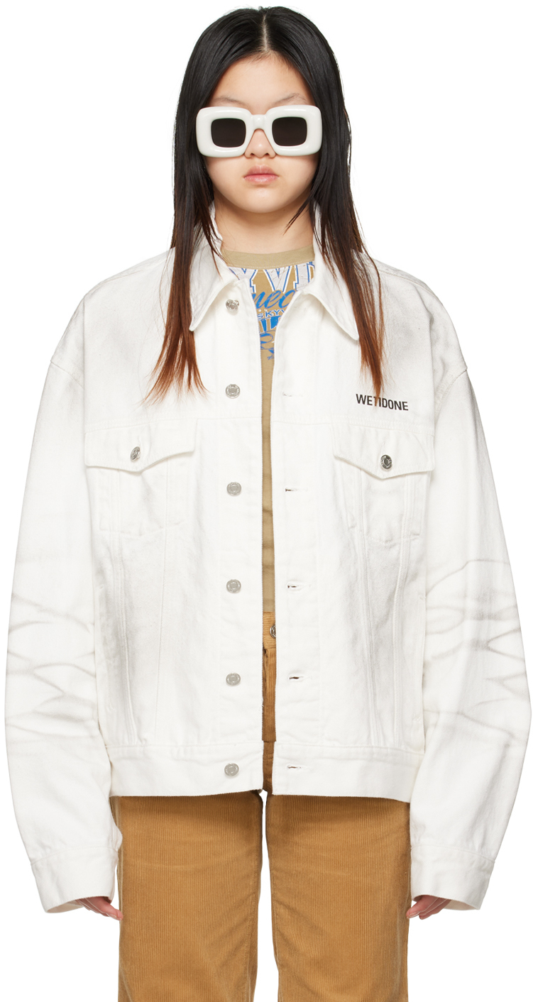 WE11 DONE WHITE DIRTY WASHED DENIM JACKET