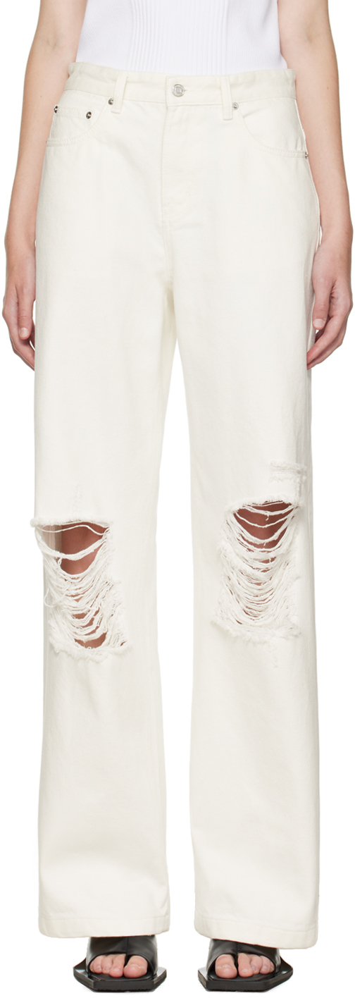 White Destroyed Jeans by We11done on Sale