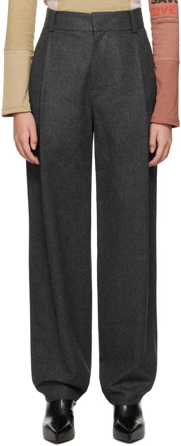 Gray Wide-Leg Trousers