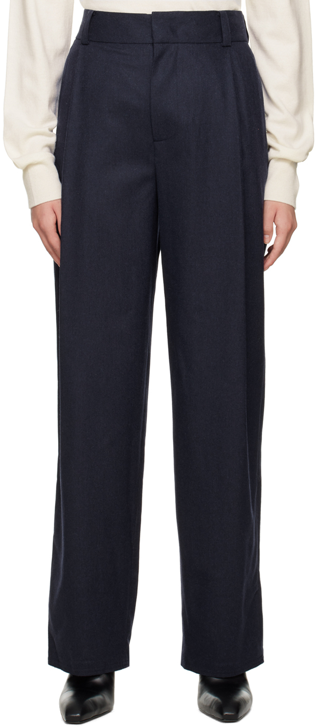 We11 Done Navy Wide-leg Trousers