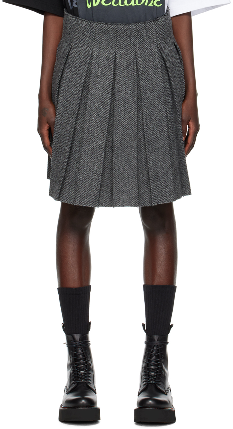 Ssense Donna Abbigliamento Gonne Gonne midi Gray Pleated Midi Skirt 