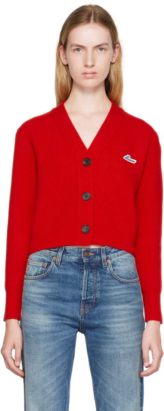 We11done Red Patch Cardigan