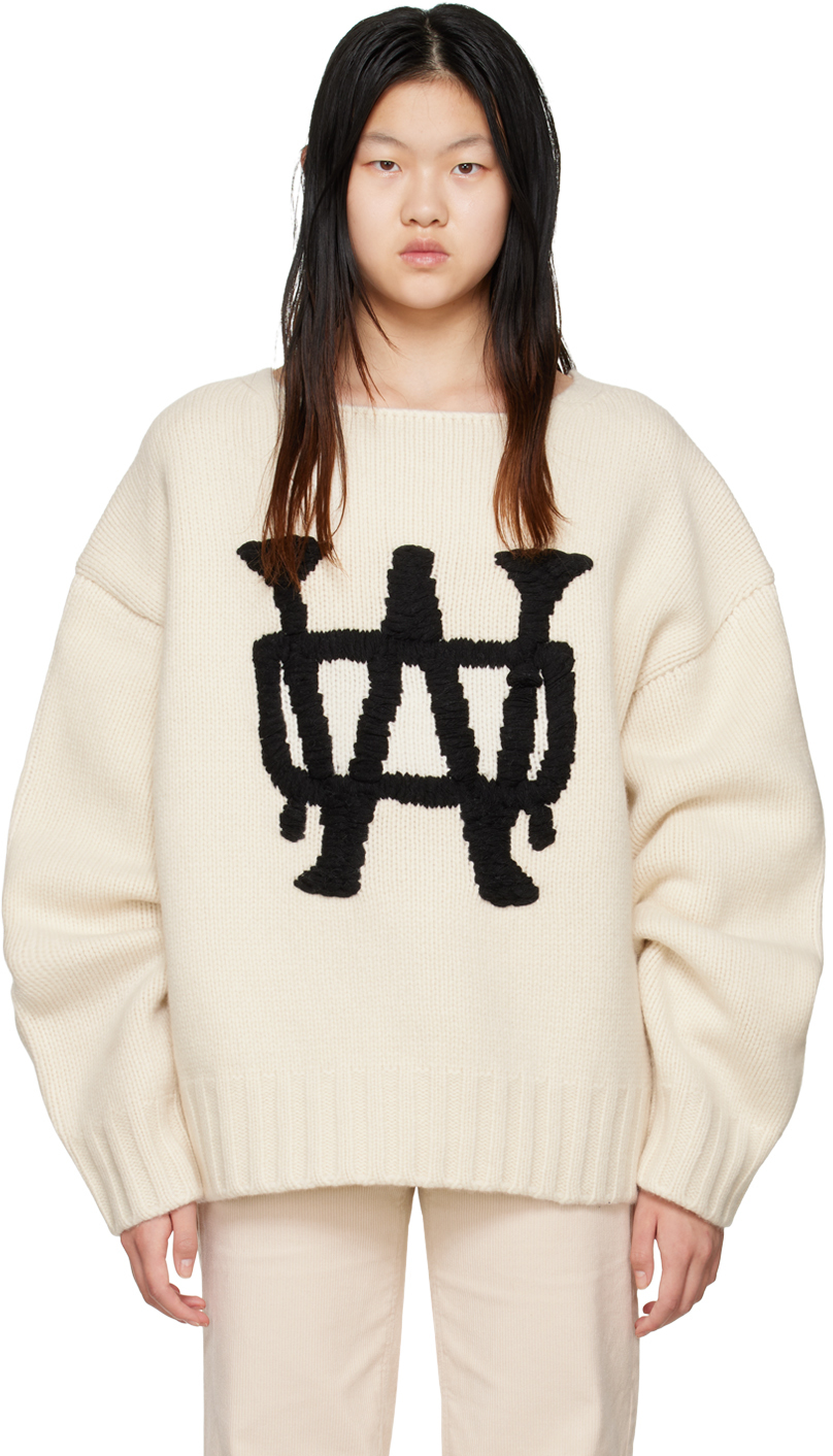Off-White Embroidered Sweater by We11done on Sale